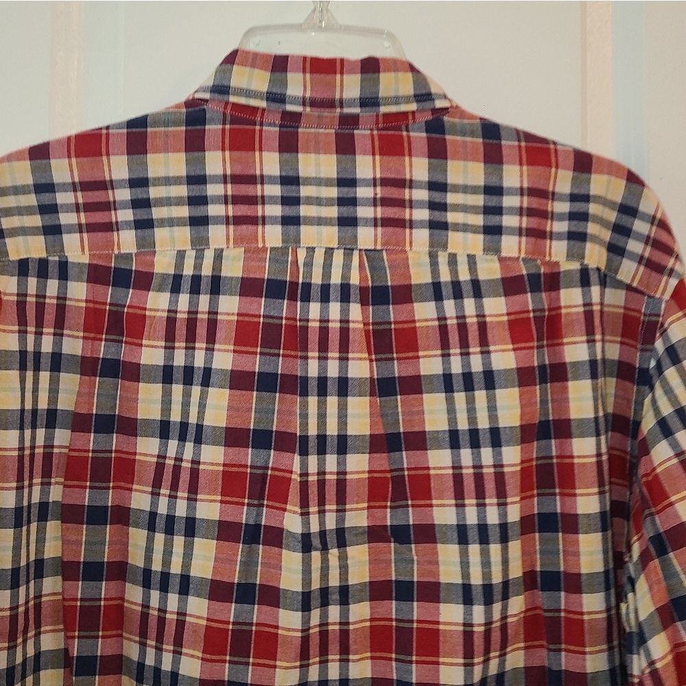 Tailored by J. Crew Men's Red Plaid Cotton Button Down Shirt - Picture 8 of 8
